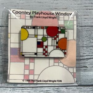 Vtg 1995 FRANK LLOYD WRIGHT “Coonley Playhouse" Enamel Brooch NIP No Makers Mark